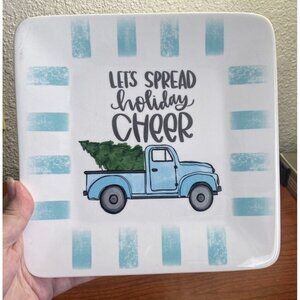 Plate Robert Stanley Blue Truck/Tree 8” Let's Spread Holiday Cheer Replacement